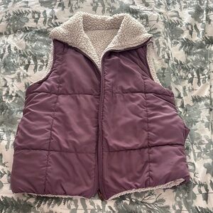 Purple Puffer Vest with Sherpa Lining